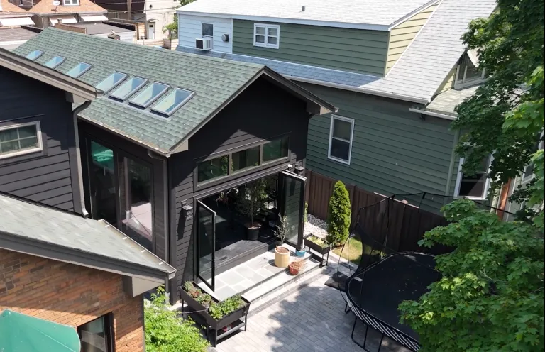 Home addition with indoor swim spa and greenhouse on Strong Ave., Chicago, IL